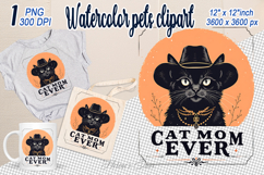 Cute cat clipart | Black cat mom ever sublimation design Product Image 1