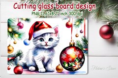 Christmas cutting board | Cute kitten playing with ornaments Product Image 1