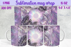 Lilac pastel floral mug wrap 15 oz sublimation design png Product Image 1