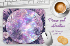 Iridescent lilac 3D flowers mouse pad sublimation design png Product Image 1