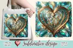 Aquamarine ocean gold and pearl sublimation design png Product Image 1