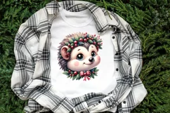 Christmas hedgehog clipart sublimation PNG|Funny animal face Product Image 2