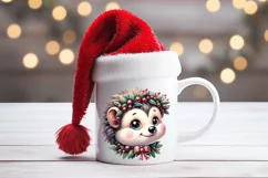 Christmas hedgehog clipart sublimation PNG|Funny animal face Product Image 3