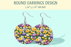 Spring Flowers earrings | Floral Round Earring sublimation Product Image 1