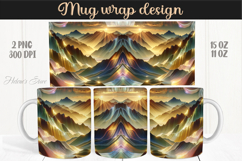 Fantasy mountains iridescent design mug wrap 15oz 11oz png Product Image 1