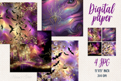 Purple Halloween digital paper|Spider Scrap booking graphics Product Image 1