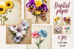 Vintage floral digital papers jpeg|Scrap booking 3d graphics Product Image 1