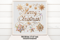Golden Merry Christmas quote sublimation design clipart png Product Image 3