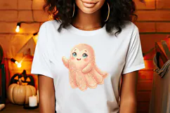 Cute Halloween clipart | Kawaii ghost sublimation design PNG Product Image 2