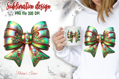 Christmas coquette bows design|Red Green bow T-shirt clipart Product Image 1