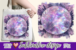 Bright leaves border | Purple round frame design png Product Image 1