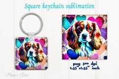 Lover Dog square keychain|Floral heart pets Keychains design Product Image 1