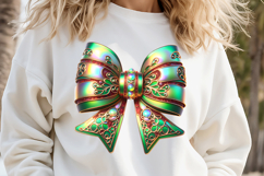 Christmas coquette bows design|Red Green bow T-shirt clipart Product Image 2