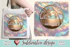 Gold summer beach palm tree sublimation designs |Pearl ocean Product Image 1