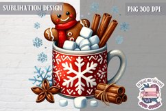 Gingerbread mans cute Christmas Sublimation PNG Coffee Cocoa Product Image 1