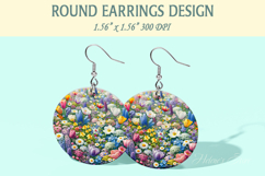 Spring Flowers earrings | Floral Round Earring sublimation Product Image 1