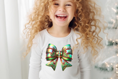 Christmas coquette bows design|Red Green bow T-shirt clipart Product Image 4