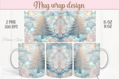 Pastel Christmas tree mug wrap png | Cute winter mug design Product Image 1