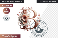 Floral Alphabet wedding Clipart Rose Gold flower letter Product Image 1