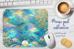 Iridescent blue ocean sublimation design mouse pad Product Image 1