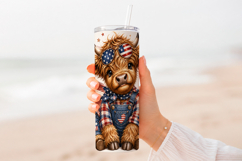 God Bless America Highland Cow 20oz Wrap PNG Product Image 5