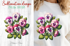 Summer flowers sublimation design png | Cute pansy clipart Product Image 1