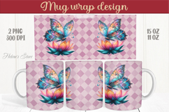 Cute butterfly mug wrap sublimation 15oz 11oz | Summer vibes Product Image 1