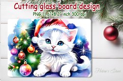 Christmas cutting board | Cute kitten playing with ornaments Product Image 1