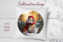 Cute Christmas bunny round cute sublimation design png Product Image 1