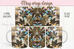 Gold maple leaves fall pattern rainbow mug wrap design png Product Image 1