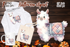 Cute watercolor Llama hat clipart png | Fall Animals design Product Image 1