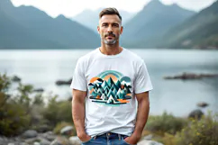 Adventure mountains man white t-shirt mockup JPG and PSD Product Image 2