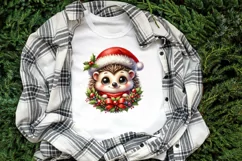 Christmas hedgehog clipart sublimation PNG|Funny animal face Product Image 2