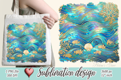 Blue ocean gold and pearl sublimation designs png | Sea life Product Image 1