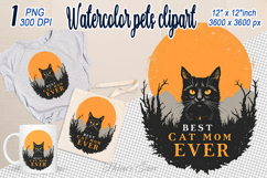 Black best cat mom ever sublimation design| Halloween cat Product Image 1