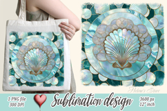 Aquamarine ocean gold and pearl sublimation design png Product Image 1