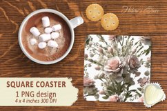 3d roses pattern square coasters | Coaster sublimation PNG Product Image 1