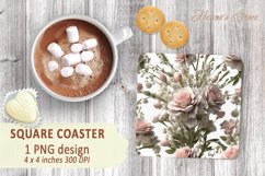 3d roses pattern square coasters | Coaster sublimation PNG Product Image 2