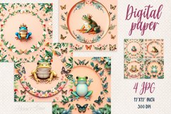 Cute floral frame with frog digital paper scrap booking Product Image 1