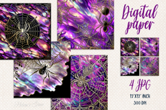 Purple Halloween digital paper|Spider Scrap booking graphics Product Image 1