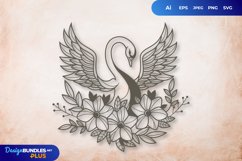 Detail Floral Swan Papercut SVG Product Image 1