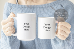 15oz &amp; 11oz Mugs Mockup -woman holding mugs Product Image 1