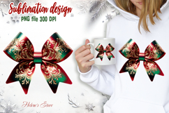 Christmas coquette bows design|Red Green bow T-shirt clipart Product Image 2