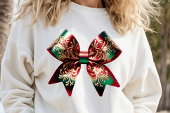 Christmas coquette bows design|Red Green bow T-shirt clipart Product Image 4