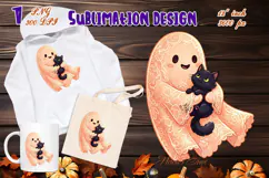 Cute Halloween clipart | Kawaii ghost sublimation design PNG Product Image 3