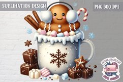 Gingerbread mans cute Christmas Sublimation PNG Coffee Cocoa Product Image 1