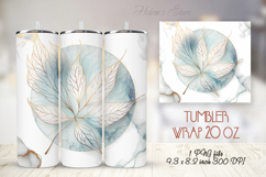 Gold watercolor leaves straight tumbler 20oz wrap designs Product Image 1