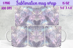 Lilac pastel floral mug wrap 15 oz sublimation design png Product Image 1