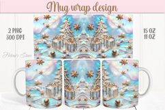 Pastel Christmas tree mug wrap png | Blue winter mug design Product Image 1