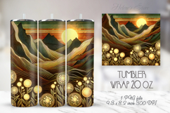 Gold sunset Mountains straight skinny tumbler 20oz wrap png Product Image 1